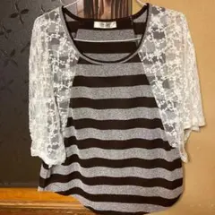 Pin Curl ストライプ柄 半袖Tシャツのサムネイル