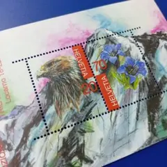 9161 外国切手 スイス 2003年 第8回アルプス三国切手展 イヌワシ 等