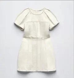 ZARA 白デニム半袖ミニワンピース