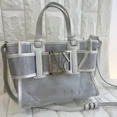 アルマーニ エクスチェンジ メッシュ シルバー 2way ショルダーバッグ