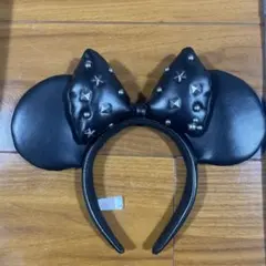 スタッズ付きレザー黒ミニーカチューシャ