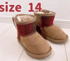 キッズ ブーツ 14 ムートン キャメル ハリスツイード