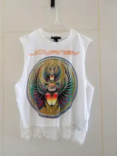新品 FOREVER 21 プリント ノースリーブ トップス 裾レース