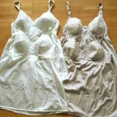 【4枚セット】ルシアン　レースブラつきキャミソール　白　ベージュ　A80