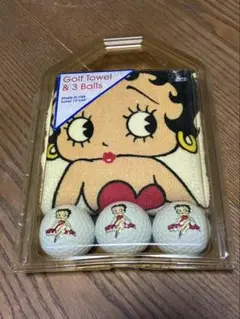 【レトロ】ベティ・ブープ ゴルフボール 3個、タオルセット