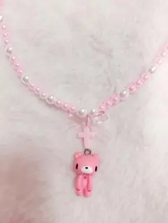 グルーミー 地雷系 量産型 平成女児 ネックレス ピンク 十字架 ビーズ