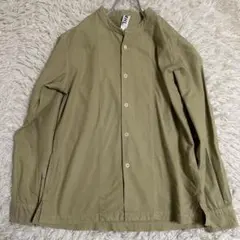 【MHL.】マーガレットハウエル ノーカラー シャツ カーキ 日本製 M