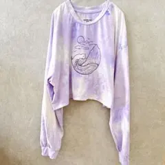 タイダイ クロップド ロンT パープル 【L相当】波プリント