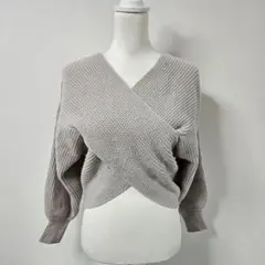 グレイル/GRL カシュクール クロップド ニット【F】グレー 長袖