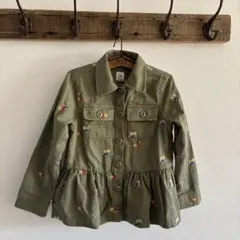 ベビーギャップbabygap刺繍入りオリーブグリーンジャケット 110cm
