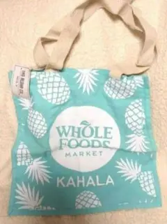 SALE ハワイ ホールフーズトートバッグ パイナップル 水色