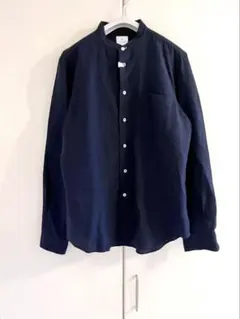 PS Paul Smith リネン バンドカラーシャツ ネイビー Lサイズのサムネイル