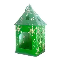 緑色 雪の結晶模様 キャンドルホルダー　送料込み　ブリキ　手描き ハンドメイド