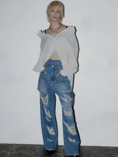 【新品】Ameri WIDE DAMAGE DENIM PANTS 26インチ 2026年最新】WIDE damage denim pants ameriの人気アイテム - メルカリ