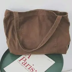 新品：キャンバス トートバッグ ブラウン 大きめ シンプル 男女兼用キャンバス