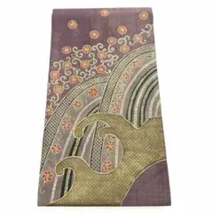 帯505 ●高級 正絹 紬 駒刺繍 袋帯