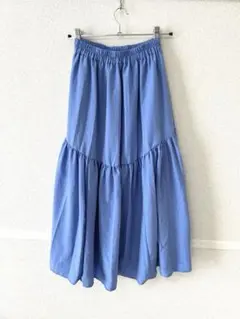 【美品】オリーブ・デ・オリーブ　フレアロングスカート ライトブルー　フリーサイズ