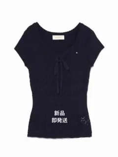 andmary Heart crochet knit tops navy - メルカリ