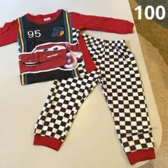 カーズ　長袖パジャマ　薄手　100 チェックパンツ