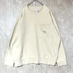【ザラ】胸ポケット長袖スウェット EUR/XL アイボリー 大きいサイズ 綿