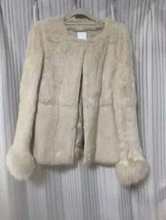 ディノス購入 Cara カーラ グレージュ系 ラビット ファー ジャケット 