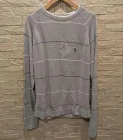 00s XLARGE　エクストララージ ボーダーリネンコットンニットワッペン L