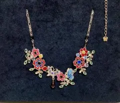 ANNA SUI ネックレス　フラワーモチーフネックレス　蝶　花　未使用　レアのサムネイル