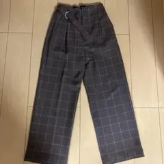 ルクールブラン　レディース チェック柄 ワイドパンツ ベルト付き