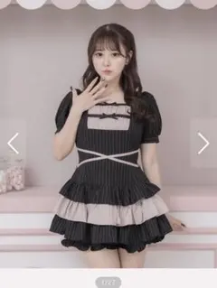ピウム pium はしごリボンティアードパフセットアップ ブラック