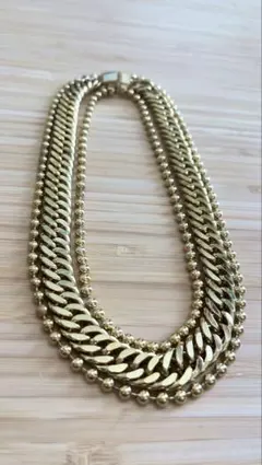 最終値下げ ゴールド チェーンネックレス 金 上品 三連 パーティー