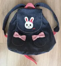 【ミキハウス】うさぎモチーフ デニム リュック 幼児用のサムネイル