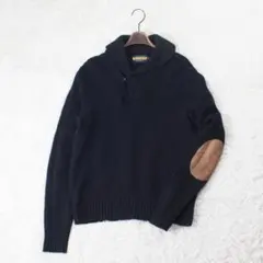 希少《RALPH LAUREN RUGBY》ショールカラーニット(M)黒