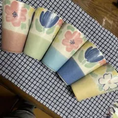 花柄陶器カップ 5個セット