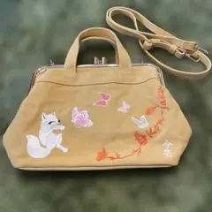 今昔 こんじゃく 和柄 トート バッグ 鞄 メンズ 狐 桜と蝶がま口トートバッグ