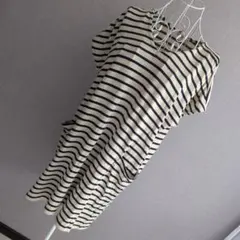 ボーダー ノースリーブ チュニック Vネック