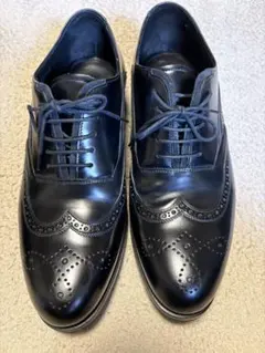 PRADA ブラック レザー シューズ ウィングチップ