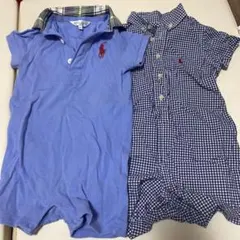 ラルフローレン　半袖ロンパース2着セット　男の子　ブルーチェック　80 ベビー