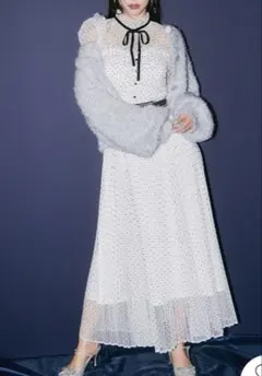 LILY BROWN×MARY QUANT ベルト付きドットチュールドレス