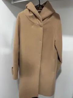 ジーナシス　モッサフードコート　ロングコート　ウール　シンプル