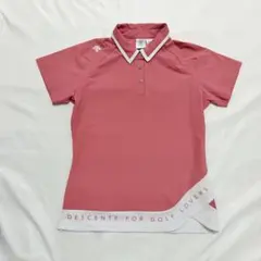 美品　デサントゴルフ　ポロシャツ　ピンク　M 白　DESCENTE 半袖のサムネイル