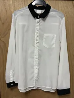 ホワイト/ブラック 長袖シャツ