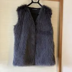 【美品　手洗い可】AILUBAODAN グレー ファーベスト　フリーサイズ