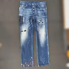 DSQUARED2 Roadie Jean 48 花柄刺繍 ペイント デニム - メルカリ