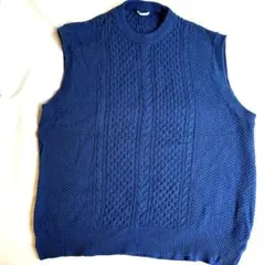 GU ケーブルニットベスト　コットン100% ブルー　Lサイズ