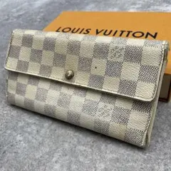 ルイヴィトン ダミエアズール ポルトフォイユ サラ 長財布　折り財布　白