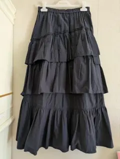 CASA FLINE ティアードロングスカート Fサイズ ブラック