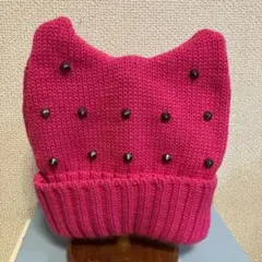 ロックな鋲付きニット帽子　ピンクパンクなフェスティバル気合い女子いけてます