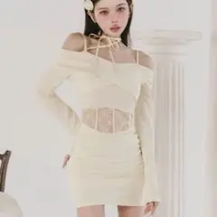 Darich ダーリッチ コルセットレースカットミニワンピース