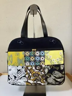 ミナペルホネン　ハンドメイド　ミニボストン　バック　joy イエロー系 ミナペルホネン ハンドメイド ミニボストン バック joy イエロー系