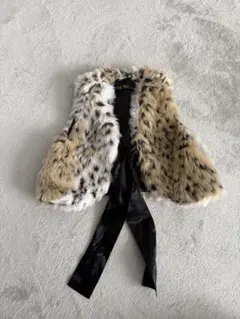 ファー ベスト リボン付き 90